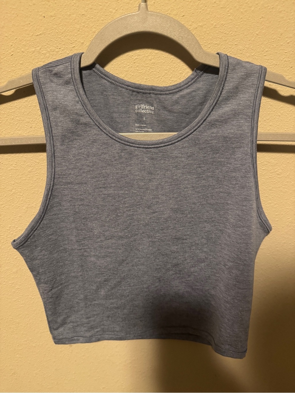 girlfriend collective Heather Slate Cropped Tank - Gray Blue